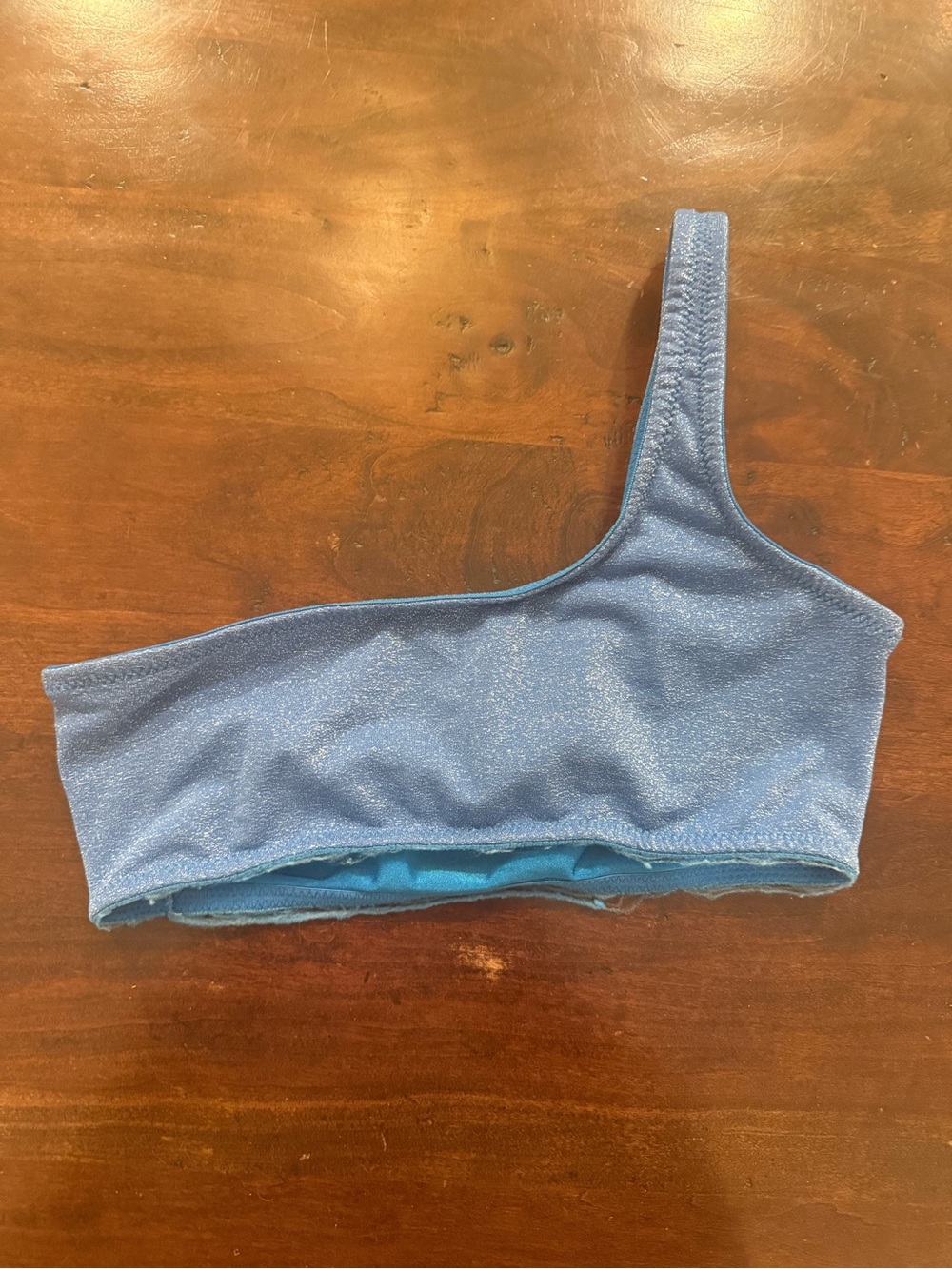 Triangl One-Shoulder Blue Sparkle Bikini Top